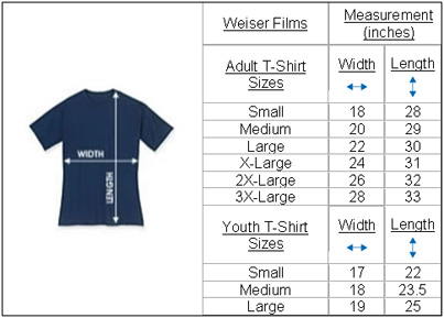 Fiddle T-Shirt Size and Measurement Chart